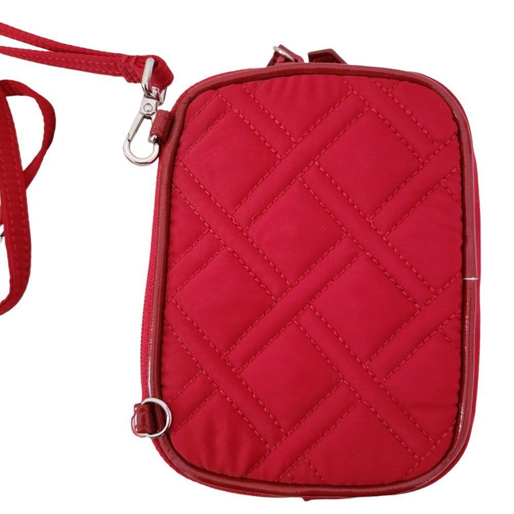 Vera Bradley Dark Red Quilted Wristlet With Crossbody Strap Solid Microfiber - Picture 3 of 6